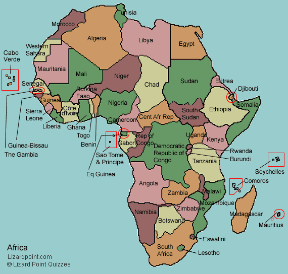 labeled map of World