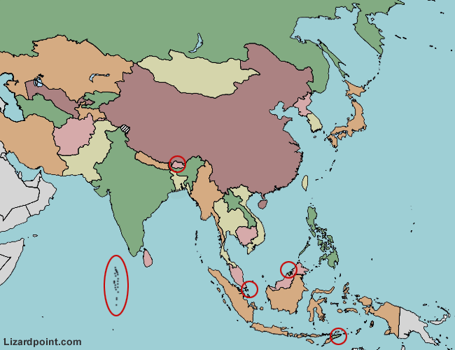 Country Map Quiz Asia 