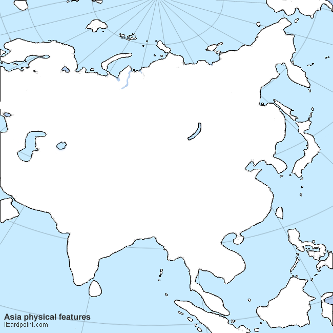map of Asia physical features