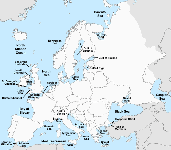 Map Of Europe Bodys Of Water 58