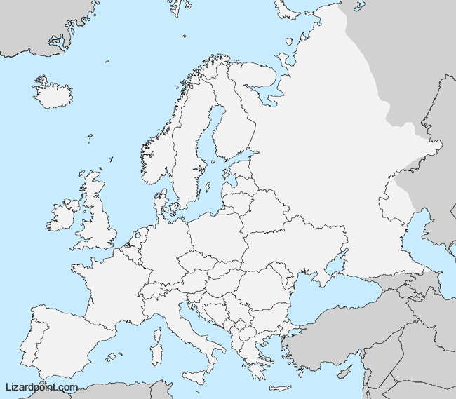 Blank Physical Map Of Europe Quiz 5923