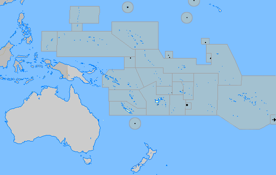 map of Oceania flags