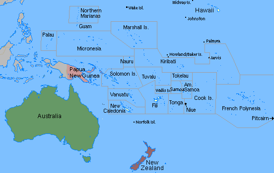 labeled map of Oceania