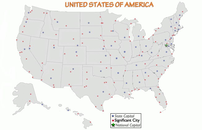 map of USA major cities