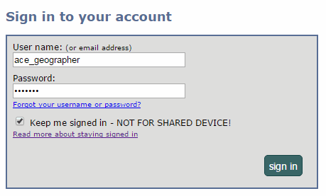 screen shot of sign in form with Keep me signed in option
