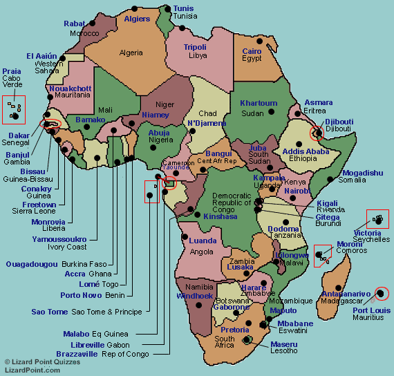 map of Africa with countries labeled