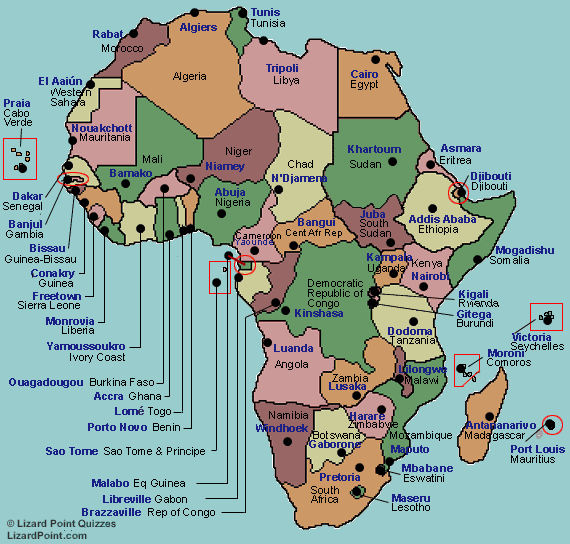 political map of africa with capitals 2022