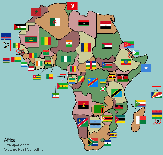 map of Africa with flags displayed