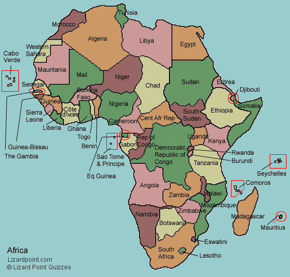labeled map of Africa