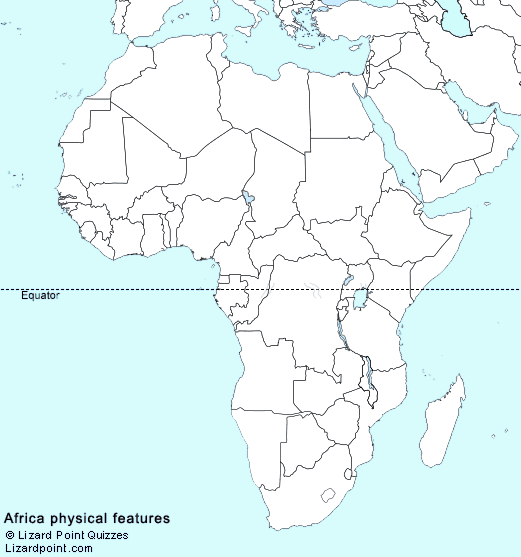 blank physical features map of africa