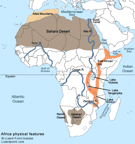 physical features of africa map Test Your Geography Knowledge Africa Physical Features Quiz physical features of africa map