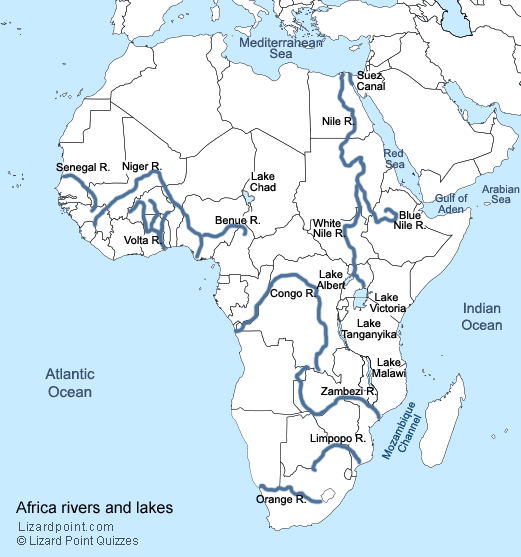 Africa Bodies Of Water Map Maping Resources   Africa Rivers Labeled 