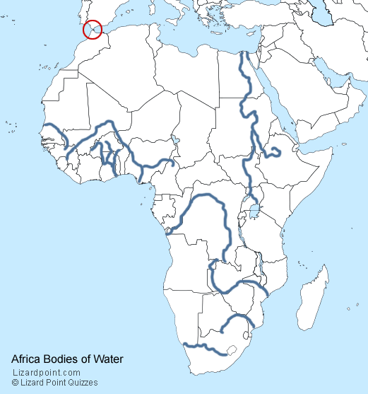 labeled physical features map of africa