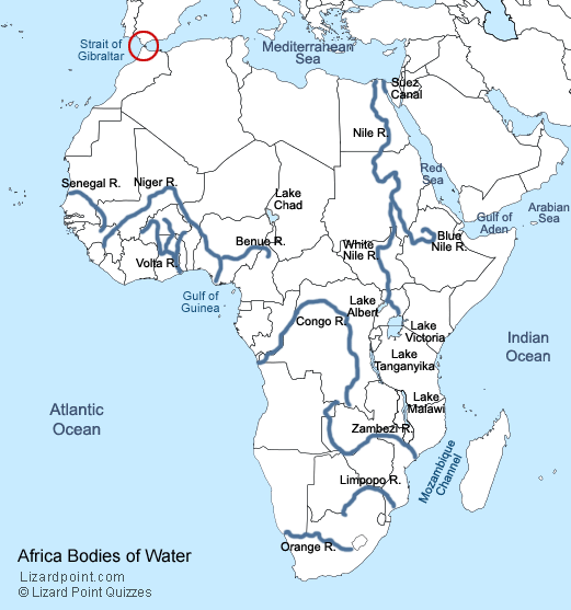 labeled map of Africa