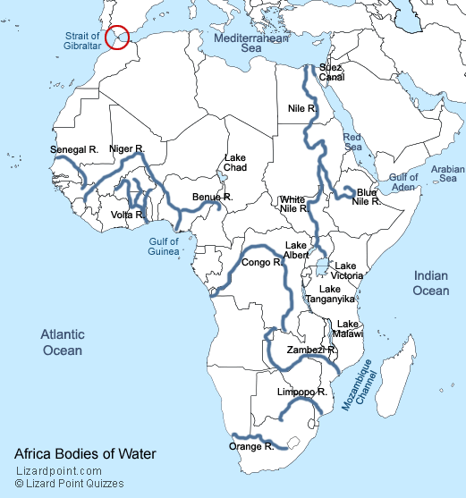 Bodies Of Water In Africa Map