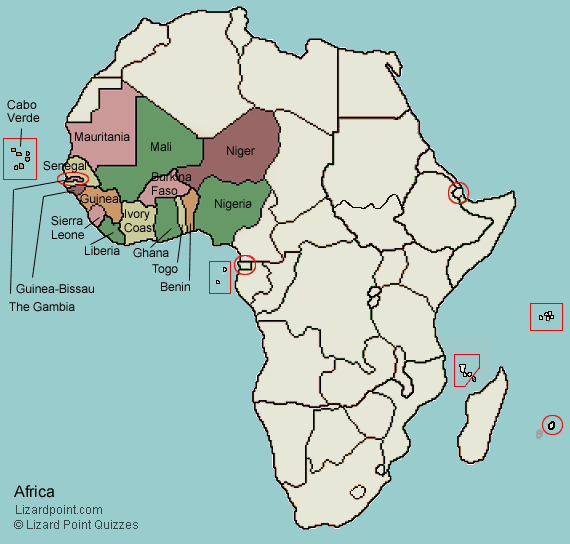 Western Africa Countries Map Quiz Game