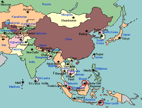 asia map with capitals