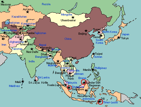 east asia political map with capitals