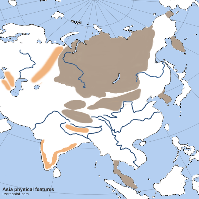 blank asia physical map