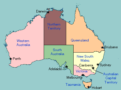 Australia Map With States And Capital Cities