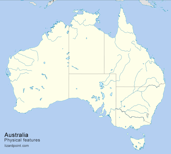 Physical Features Map Of Australia Cities And Towns Map   Australia Physical Blank 