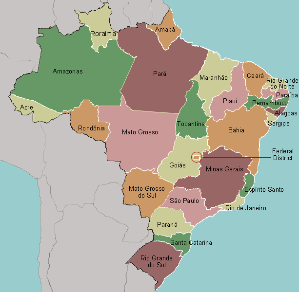 map of Brazil with states labeled