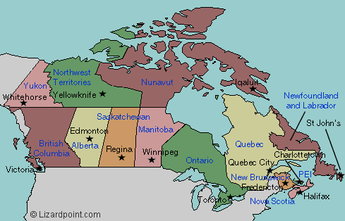 Canada Map With Capitals And Lakes - Emylee Philomena