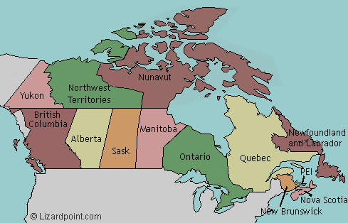 labeled map of Canada