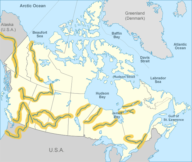 Canada Rivers Highlighted 