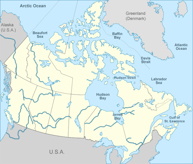 canada physical map labeled