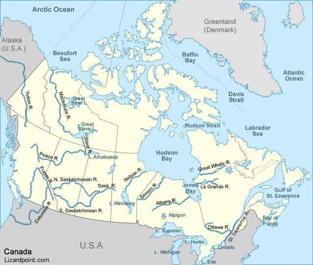 labeled map of Canada