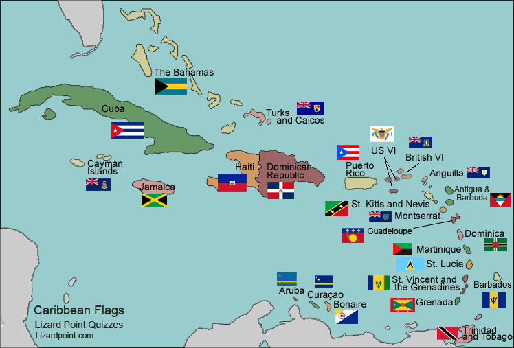 map of the Americas with flags displayed