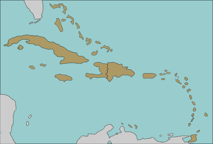 blank caribbean islands map