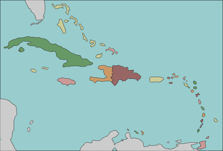 blank caribbean islands map