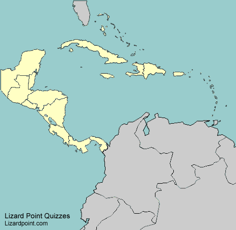 map of Central America and the Caribbean countries