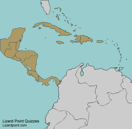 map of Central America and the Caribbean