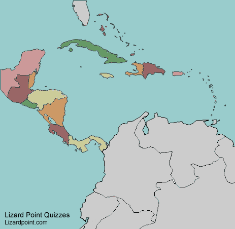 map of Central America and the Caribbean