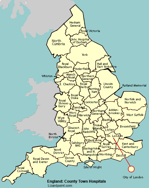 labeled map of England
