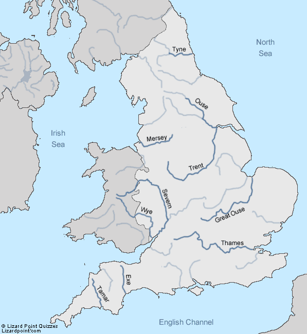 Test Your Geography Knowledge England Rivers Lizard Point   England Rivers Level1 Labeled 