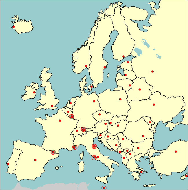 map of europe with only capitals