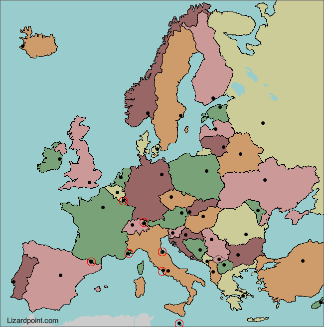 Labeled Western Europe Countries Map