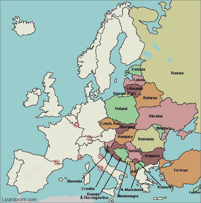 europe labeled map