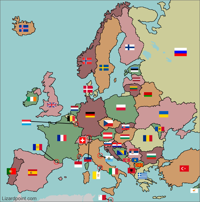 map of Europe with flags displayed