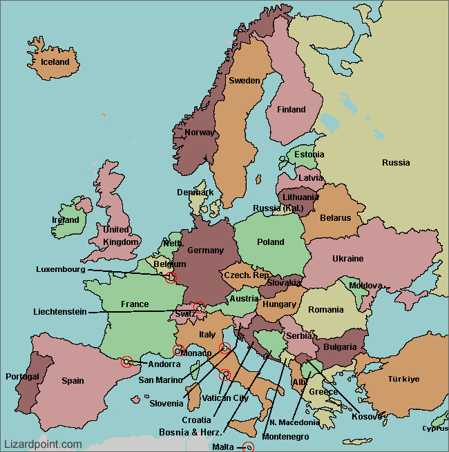 Europe Map Quiz Numbered   Europe Labeled 