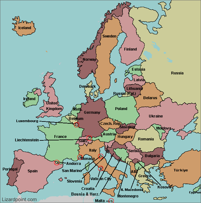 labeled map of Europe