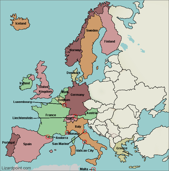 map of Europe with countries labeled