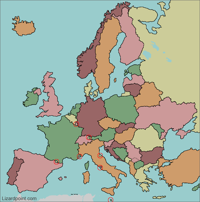 map of Europe tourist attractions