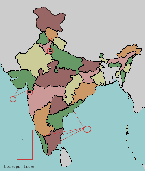 India: States and Union Territories - Capitals, Population, Area, Examples