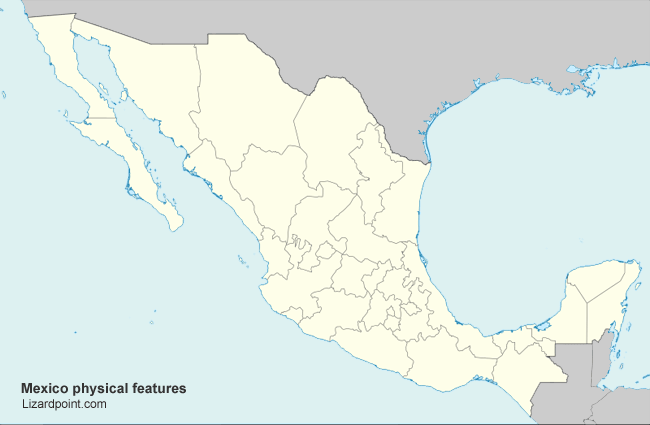 physical map of mexico