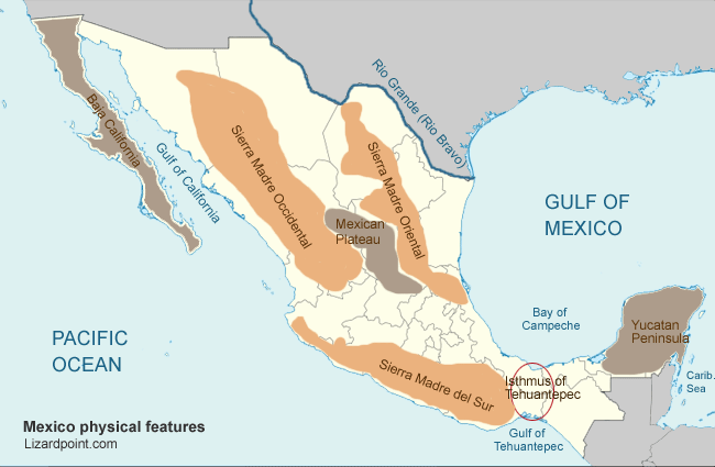 Test Your Geography Knowledge Mexico Physical Features Quiz Lizard   Mexico Physical Labeled 